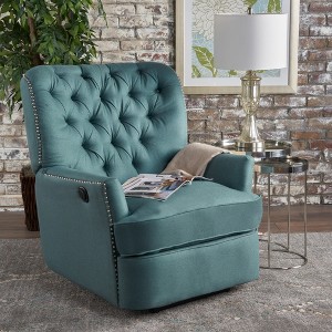 Teal Fabric Electric Recliner Chair with Copper Accents for Living Room - 1 of 4