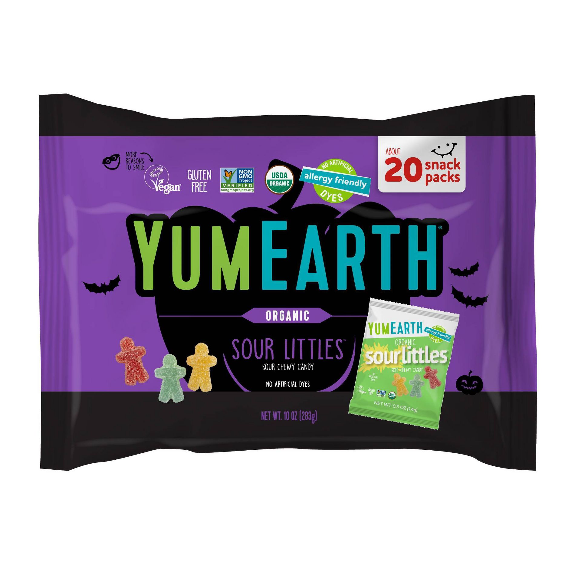 YumEarth Halloween Sour Littles Laydown Bag Candy - 10oz/20ct