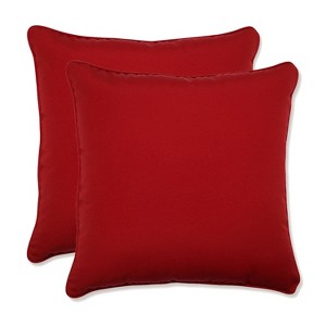 18.5"x18.5" Fresco 2pc Square Outdoor Throw Pillows Red - Pillow Perfect: Weather & Fade-Resistant, Indoor Use Compatible - 1 of 2