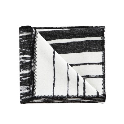 Kenneth Cole New York Faux Wool Throw Blanket, Yarn Dyed, Ivory Black, 50" X 60"
