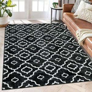 Machine Washable Vintage Floral Printed Area Rug Ultra Thin Non Slip Low Pile Stain Resistant Non Shedding Pet Friendly Floor Rug - 1 of 4