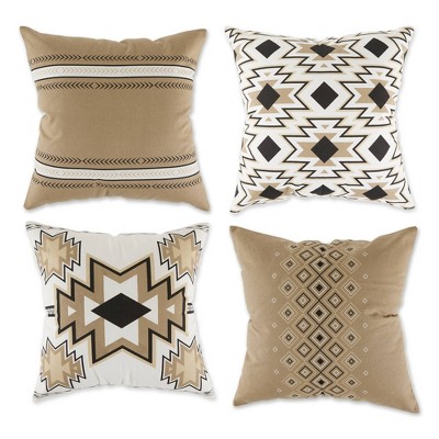 4pk 18"x18" Aztec Printed Square Throw Pillow Covers Stone - Design Imports