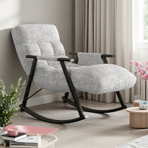Upholstered Folding Lounge Rocking Chair with Adjustable High Back - 1 of 4