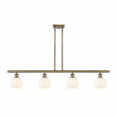 White Venetian - 4 Light Stem Hung Island In Modern Style-9 Inches Tall and 48 Inches Wide