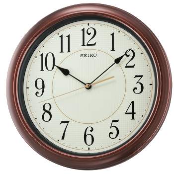 Seiko 1 Gaines Numbered Wooden Finish Wall Clock - Brown