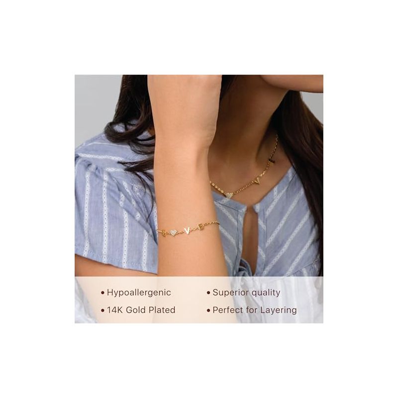 Benevolence LA 14K Gold Dipped Love Bracelet with Pave Stones, 3 of 7
