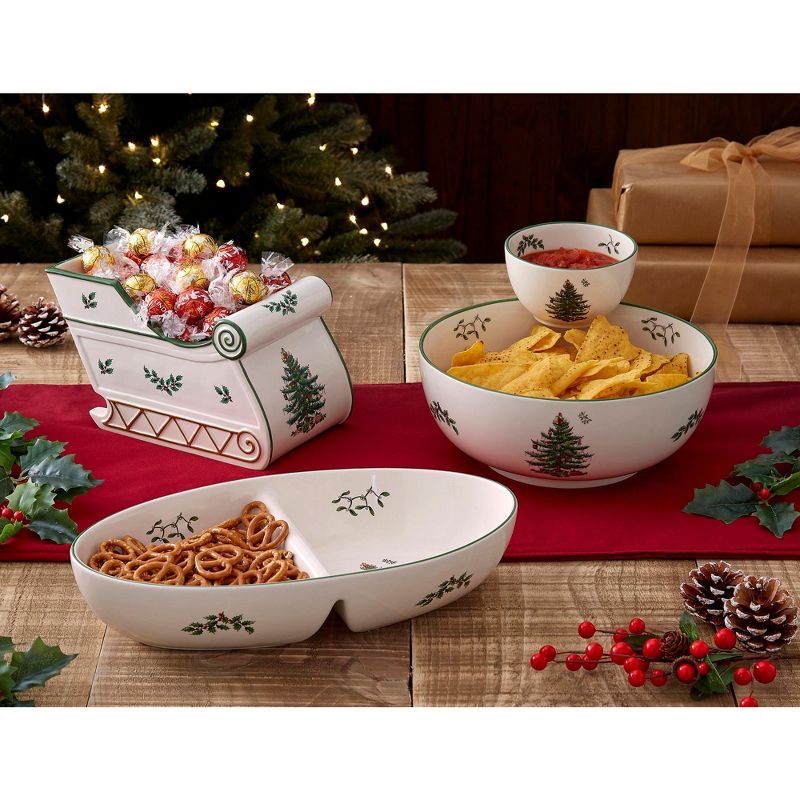 Spode Christmas Tree Tiered Porcelain Chip and Dip Serving Set, Festive 2-Piece Set for Holiday Entertaining and Serving Snacks, 5 of 6
