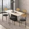 LeisureMod Euston Modern Dining Chair – Wicker Back & Velvet/Leather Seat, Perfect for Dining Rooms and Kitchens - 3 of 4