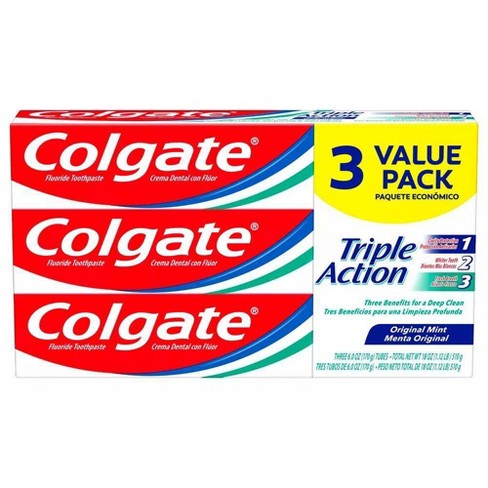 Colgate Triple Action Whitening Toothpaste with Anticavity Protection - Mint - 6oz/3pk - image 1 of 4