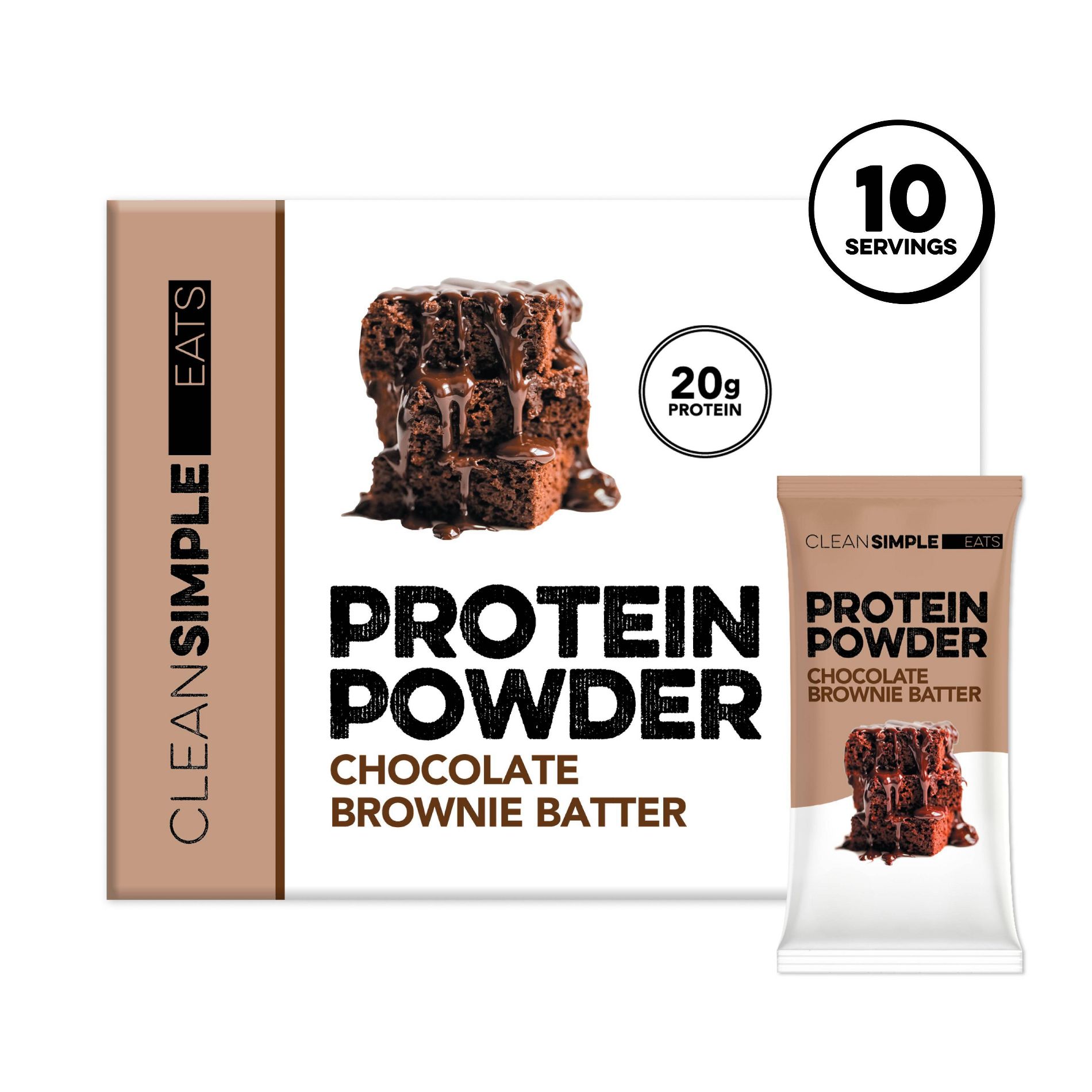 Clean Simple Eats Protein Powder Sticks - Chocolate Brownie Batter - 12oz/10ct
