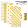 Unique Bargains 4 Patterns Candy Popcorn Treat Bags Gift Bags with Ribbons 100 Pcs - 2 of 4