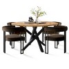 5-Piece Dining Set for 4 Round Dining Table with Velvet Upholstered Chairs and Crossed Metal Legs For Dining Room, Living Room, Farmhouse-Tanpinhause - 2 of 4