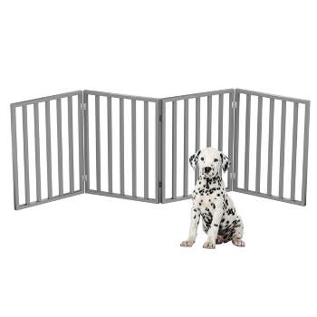 Indoor Pet Gate - 4-Panel Folding Dog Gate for Stairs or Doorways - 72x24-Inch Freestanding Pet Fence for Cats and Dogs by PETMAKER (Gray)