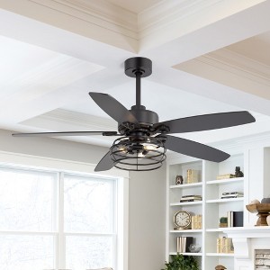 Airsurfer 52" Black Ceiling Fan with Remote,3 Bulb Bases Ceiling Fan with 5 Plywood Blades,6 Speed Reversible DC Motor Ceiling Fan for Livingroom - 1 of 4