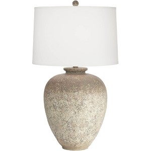 Franklin Iron Works Eloy 29" High Jar Farmhouse Rustic Southwestern End Table Lamp Brown Beige Desert Terracota Finish Single Living Room Bedroom - 1 of 4