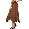 Women's Flowy Handkerchief Hem Midi Skirt - Asymmetric Boho Chic A-Line Skirt Brown - 3 of 4