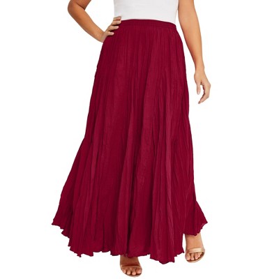 Jessica London Women's Plus Size Flowing Crinkled Maxi Skirt