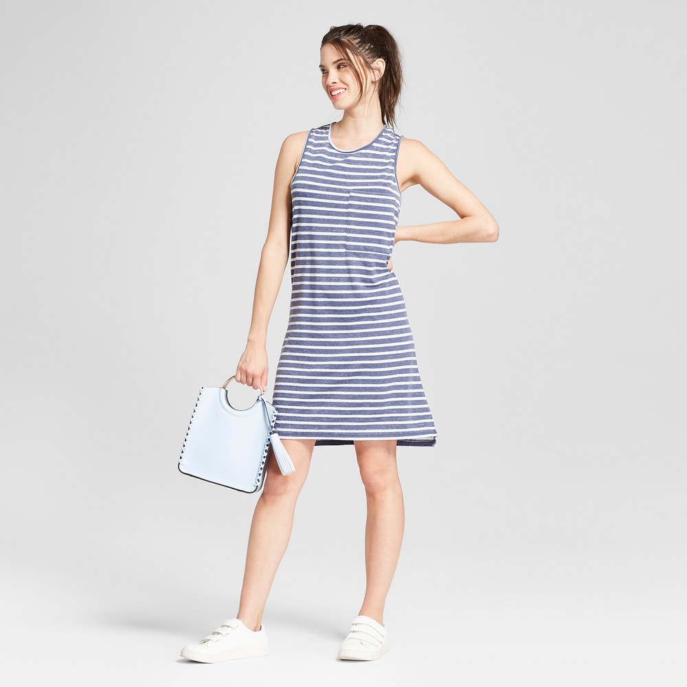 Women's Striped Burnout Wash Pocket Dress - Grayson Threads (Juniors') Blue M, Size: Small was $27.98 now $12.59 (55.0% off)
