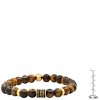 Steeltime Men's tiger eye, 18k gold plated stainless steel and simulated black diamond beaded bracelet - 3 of 4
