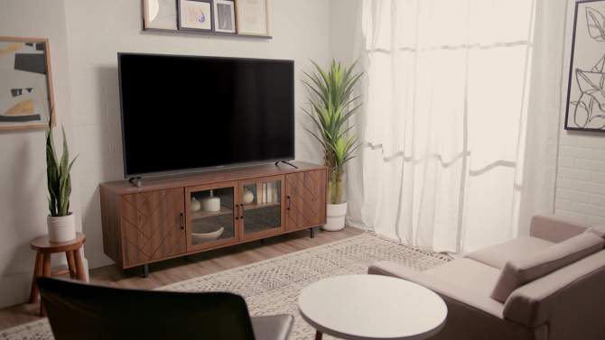 Vik Modern Boho 4 Door Herringbone TV Stand for TVs up to 80" - Saracina Home, 2 of 14, play video