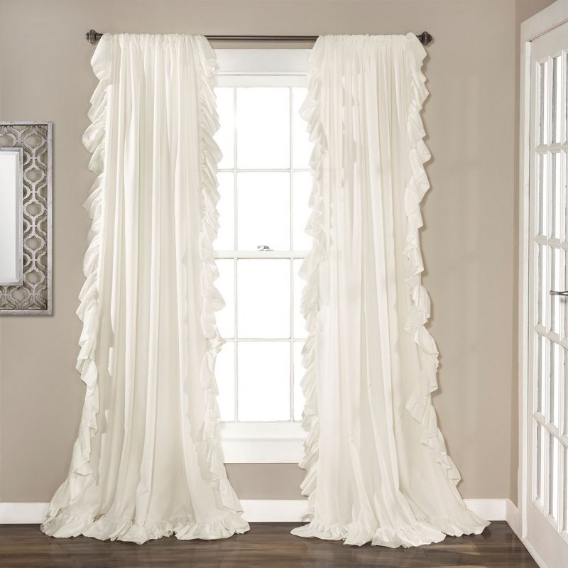 Reyna Window Curtain Panels Pure White 54x120 Set, 1 of 7