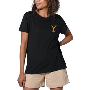 Women's Yellowstone Y Symbol Front Left Chest Loose T-Shirt Black - 1 of 4