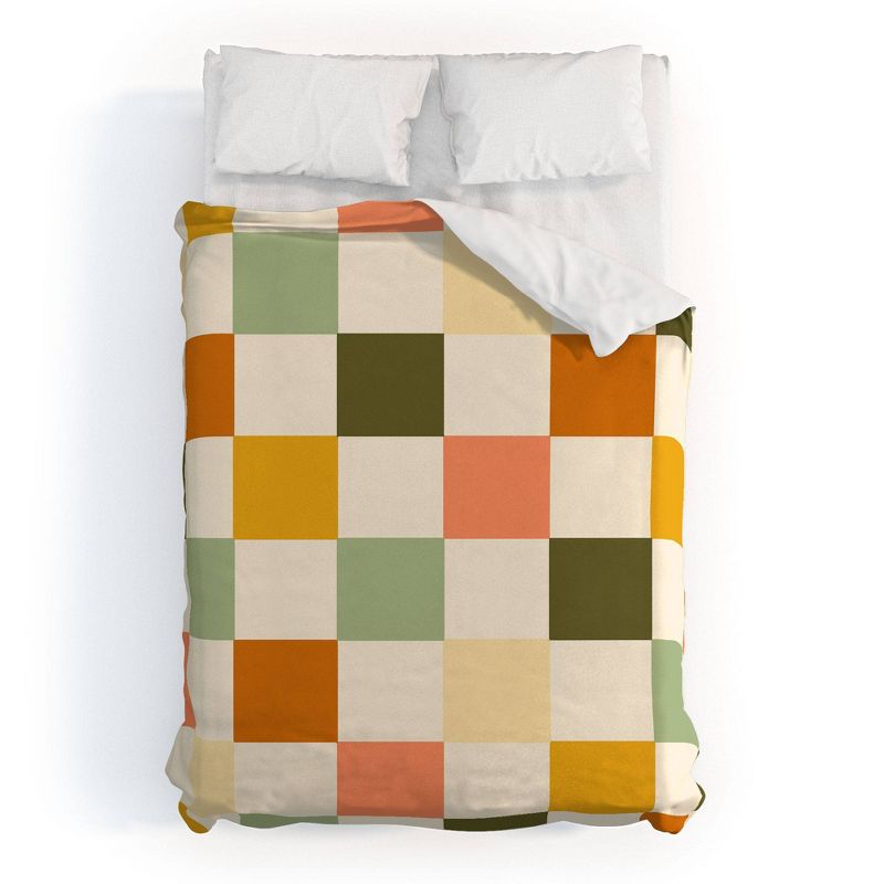 Deny Designs Lane and Lucia Vintage Checkerboard Pattern Duvet Cover Set Cream, 1 of 5
