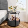 Infurnic Desks Round Edge End Table in Living Room, Nightstand, Bedroom Small Side Table with Fabric Basket, Steel Frame, Black 20"*20"*25" - 2 of 4