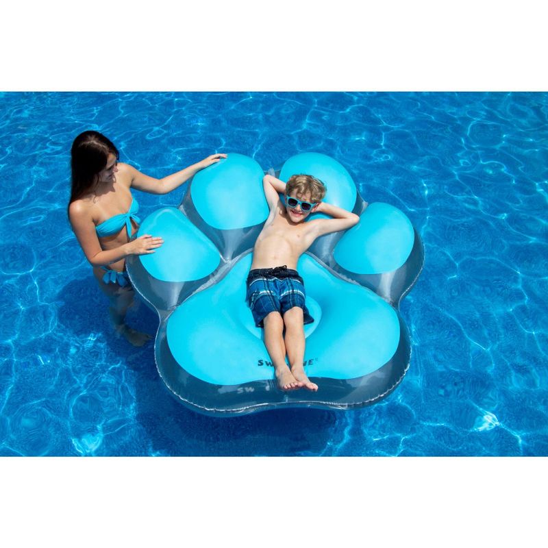 Swimline 61" Inflatable Pawprint 1-Person Swimming Pool Float - Blue, 3 of 4