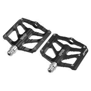 Unique Bargains Aluminum Alloy Rear Foot Peg Flat Pedal Footrests Fit 9/16 Inch Axles BMX MTB Bike Black 1 Pair - 1 of 4