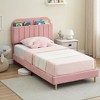 Twin/Twin XL/Full Bed Frames, Upholstered Platform Bed Frame with Bookcase Headboard, Velvet Platform Bed Mattress Foundation - 3 of 4