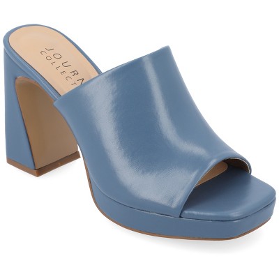 Journee Collection Womens Ezzlynn Structured Heel Slip On Platform Sandals