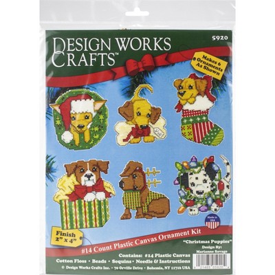 Design Works Plastic Canvas Ornament Kit 3"X4" Set Of 6-Christmas Pups (14 Count)