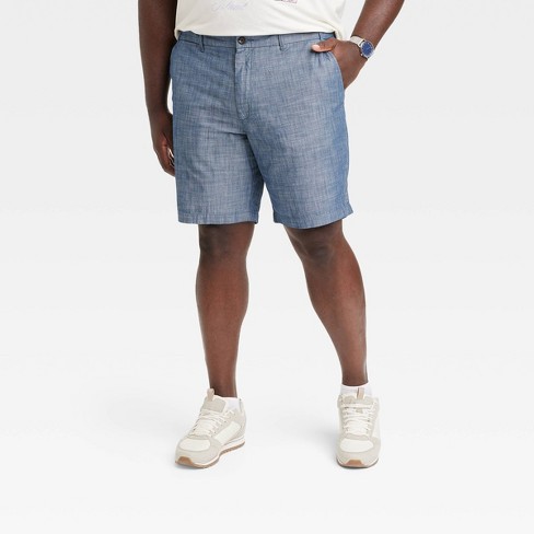 Stretch Twill Pull-On Shorts for Tall Men in Chambray