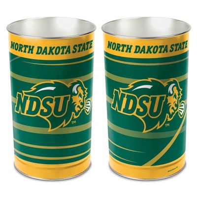 NCAA North Dakota State Bison Waste Basket: Indoor Tin Trash Can, Open Top Design