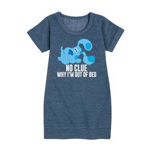 - Blue's Clues & You! - No Clue Why I'm Out Of Bed Graphic Short Sleeve Fleece Dress - 1 of 4
