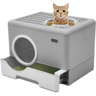 LunaLulinlk Large enclosed cat litter box, cat litter scoop with lid, odorless enclosed design, with drawer, easy to clean