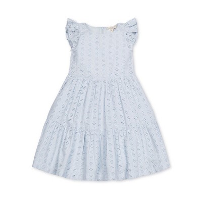 Hope & Henry Girls' Organic Flutter Sleeve Tiered Eyelet Dress, Toddler ...