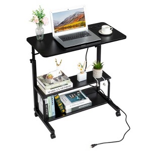 Karl Home Rolling & Height Adjustable Computer Desk Laptop Table Side Table End Table with with Charging Station, 2 USB Ports - 1 of 4