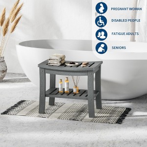 Non-Slip Shower Bench with Storage Shelf | Waterproof Shower Seat for Inside Shower & Bathtub - Easy Install Support Stool - 1 of 4
