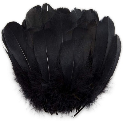 Bright Creations 100 Pieces Black Goose Feathers for Art and Crafts, Costumes, Decorations (6-8 In)