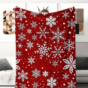 Lomsoe Snowflake Christmas Flannel Blanket, Soft & Cozy, Lightweight & Warm for All Seasons, for Bed & Sofa. - 1 of 4
