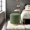 CAVINAS 18"H Round Accent Stool with Stainless Steel Base,Contemporary Footrest Stool for Bedroom & Living Room,Faux Fur Fabric Footstool - 4 of 4