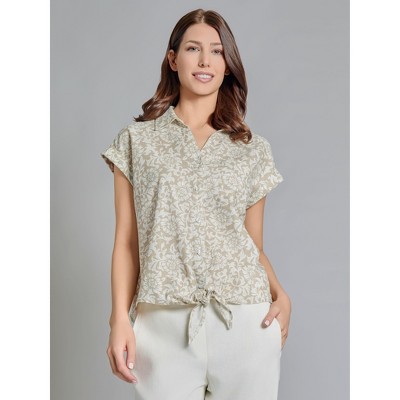 Jones New York Tie-Front Button-Front Blouse