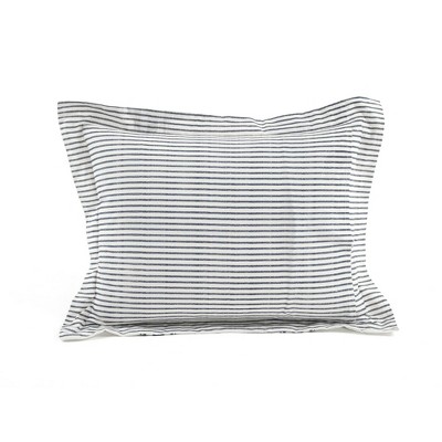 Navy Full/Queen Cotton Farmhouse Stripe Reversible Duvet Cover Set