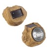 Solar Outdoor Lights - 4-Pack of All-Weather Faux-Stone LED Rock Lights for Paths, Gardens, and Landscaping by Pure Garden (Brown) - 4 of 4