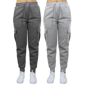 Blue Ice Apparel Women's Heavyweight Loose Fit Fleece-Lined Cargo Jogger Pants-2 Pack - 1 of 4
