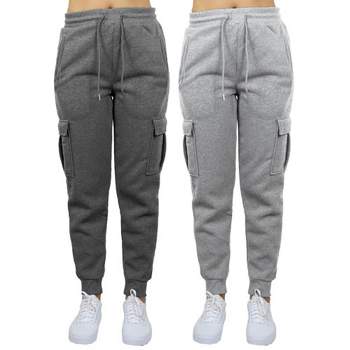 Blue Ice Apparel Women's Heavyweight Loose Fit Fleece-Lined Cargo Jogger Pants-2 Pack