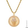 Steeltime 24" Men's stainless steel and simulated diamonds round basketball pendant. Color Options: Silver, Gold - 3 of 4