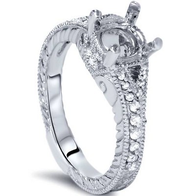 Pompeii3 1/4ct Vintage Engagement Ring Setting 14K White Gold Mounting